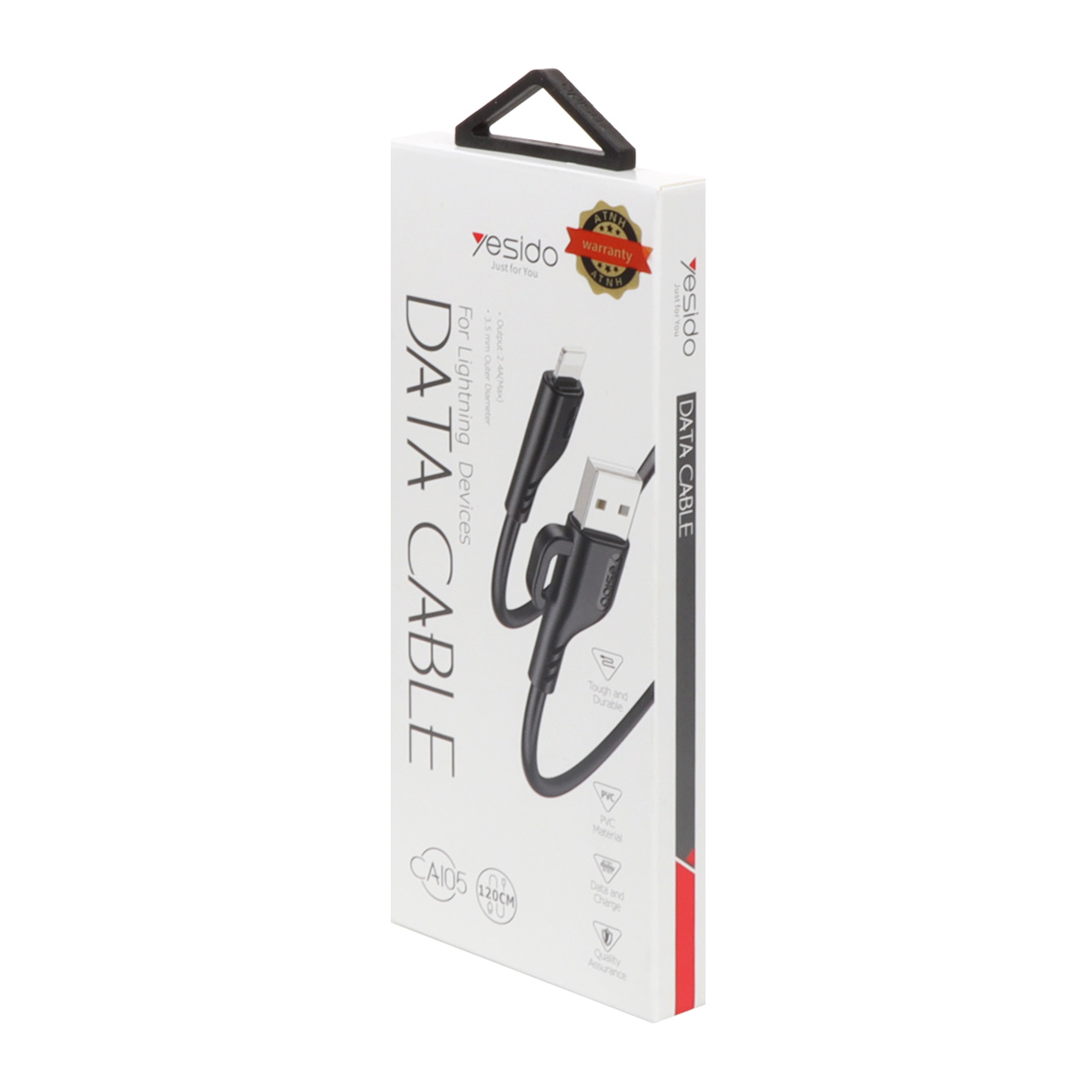 کابل شارژ فست لایتنینگ Yesido مدل CA105l مشکی 1.2 متری
