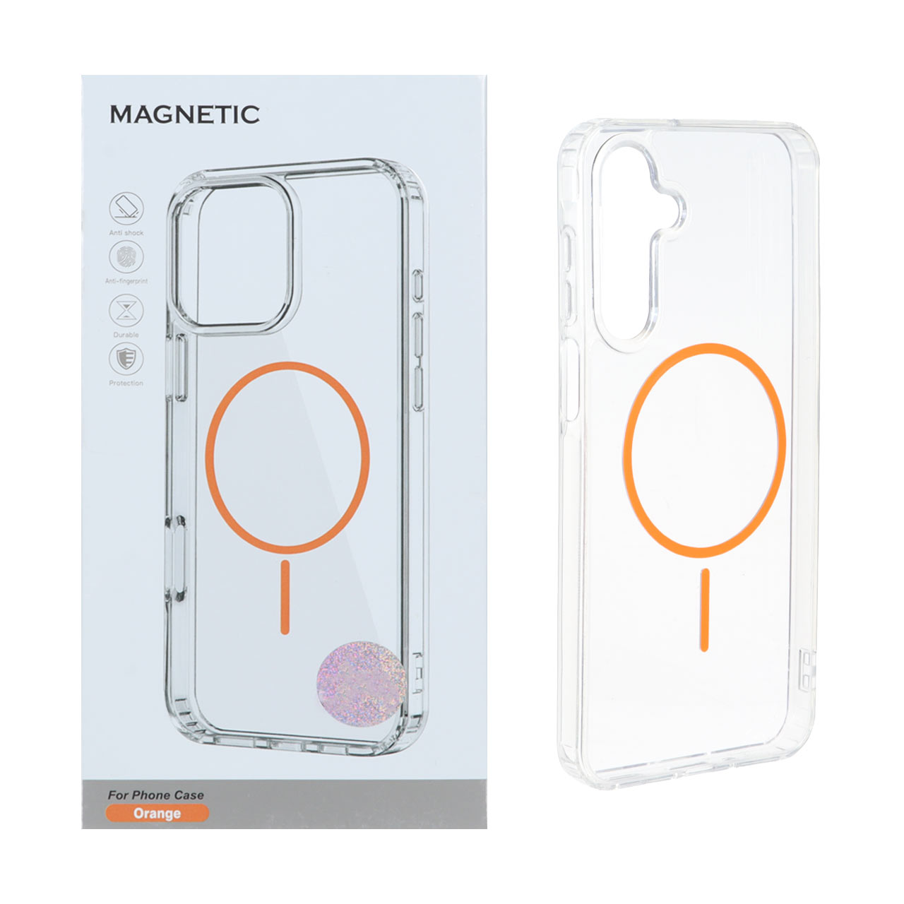 قاب شفاف Magnetic دور ژله‌ای MagSafe نارنجی مناسب برای سامسونگ گلکسی A16