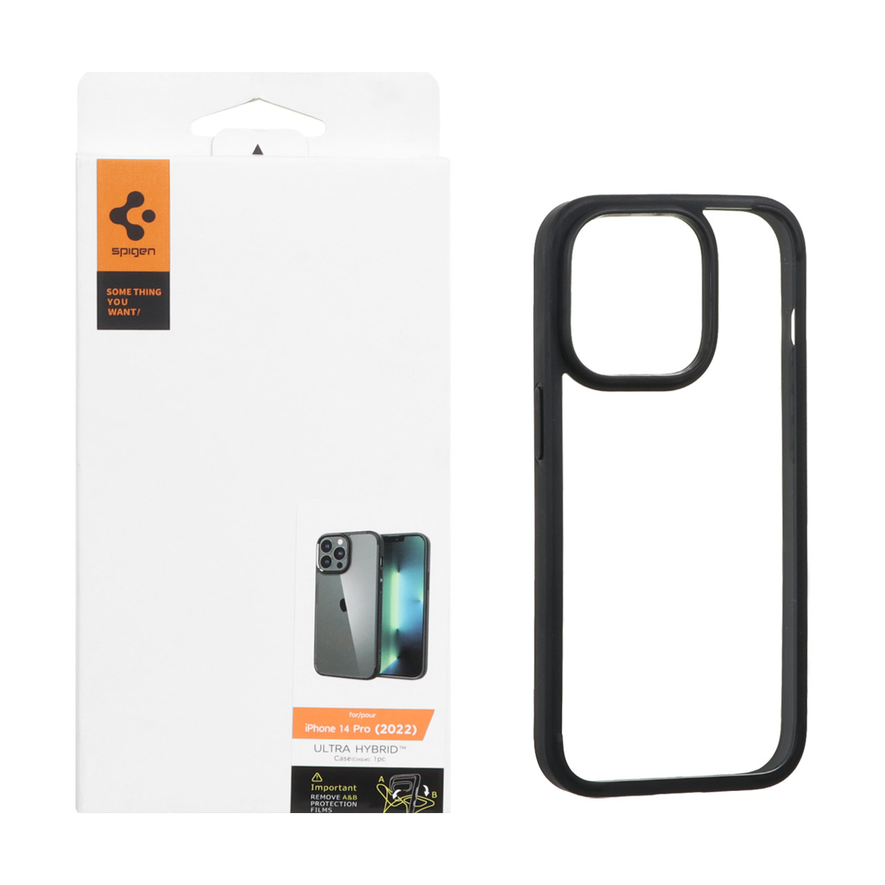قاب طرح Spigen Ultra Hybrid شفاف مشکی مناسب برای آیفون 14 پرو