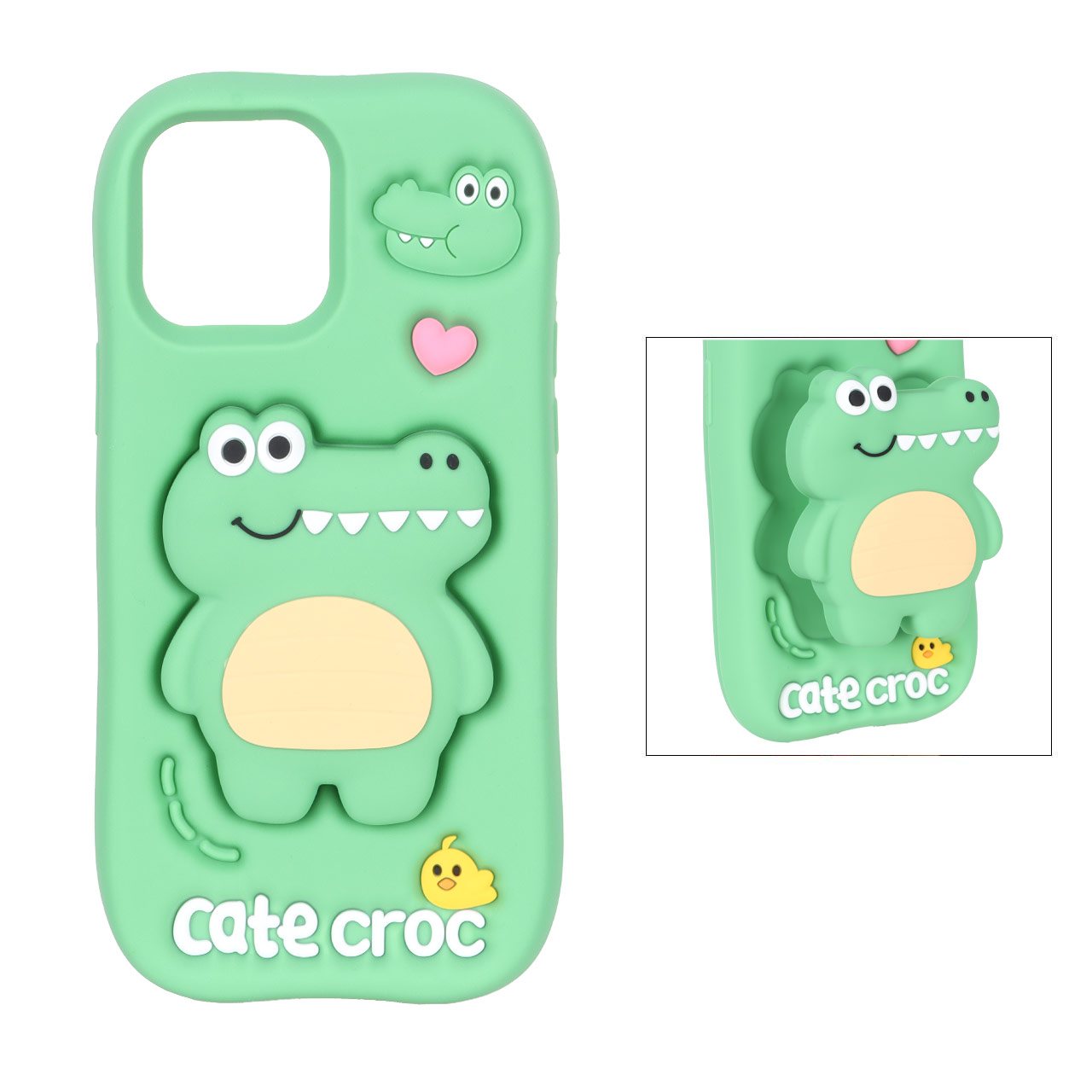 قاب طرح Cate Croc استند شو مناسب برای آیفون ۱۵، آیفون ۱۴ و آیفون ۱۳ سبز
