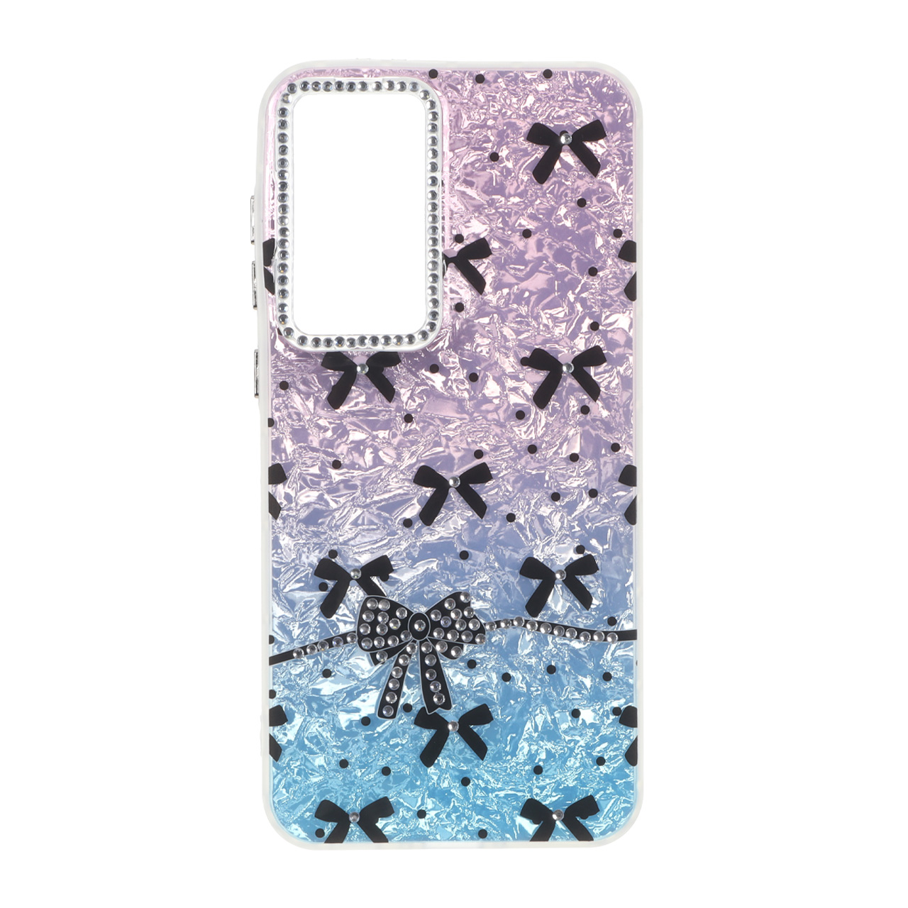 قاب ice پاپیونی نگین دار دور مات Samsung Galaxy A56 / A36 - صورتی آبی