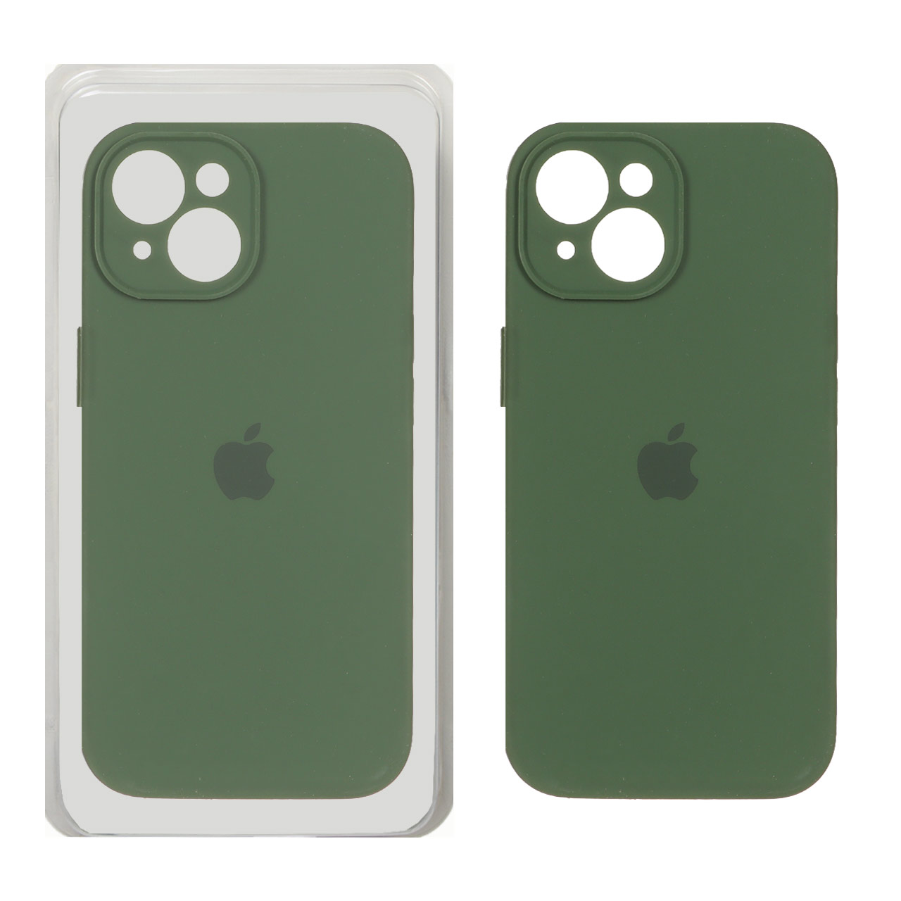 قاب سیلیکونی پاک کنی محافظ لنزدار اورجینال Apple iPhone 15 - سبز تیره