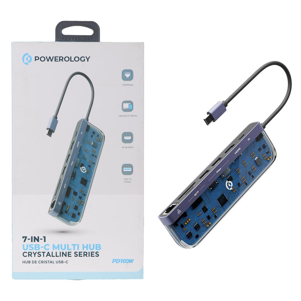 هاب 100 وات 7 پورت Powerology Type-C مدل P71USHTP