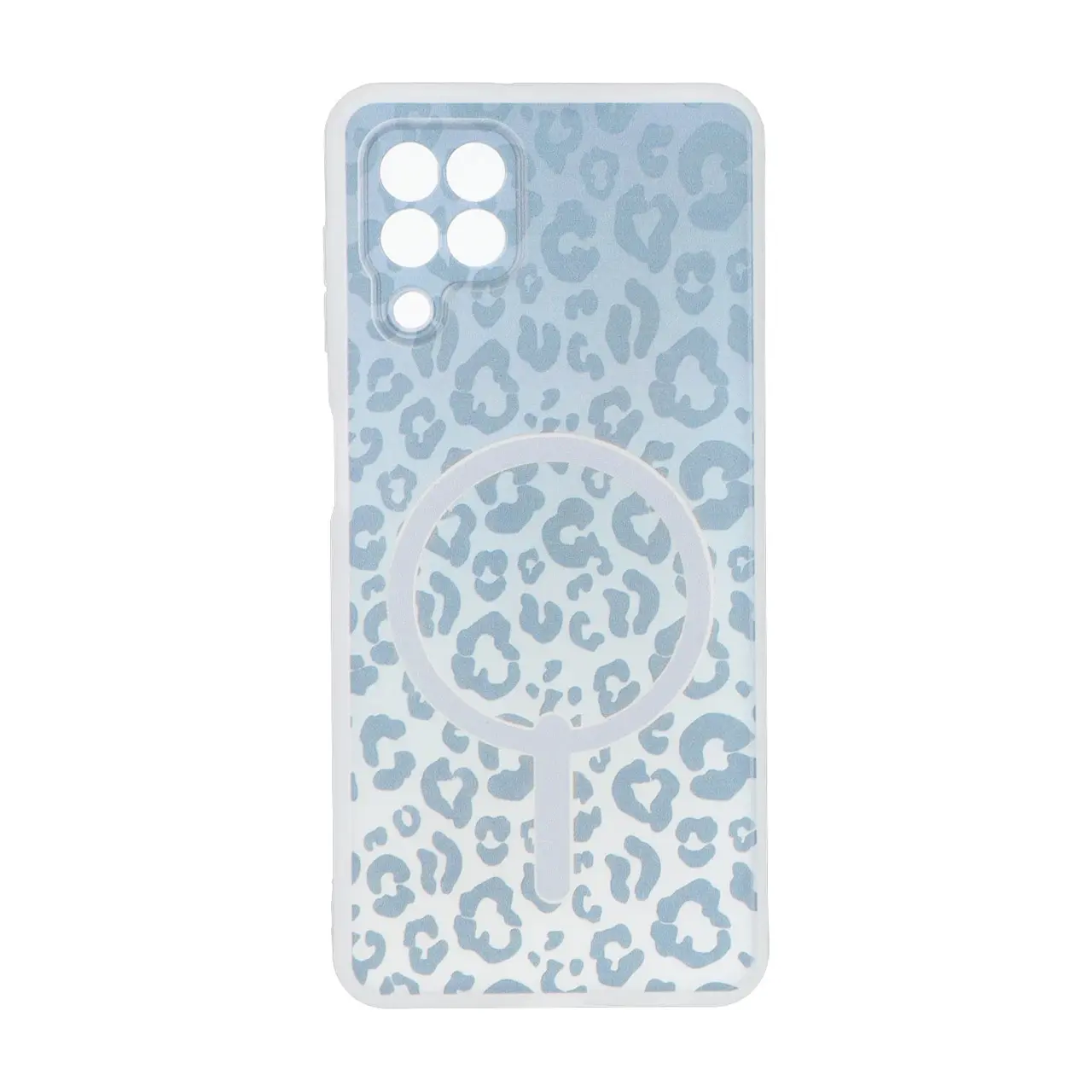 قاب ژله ای پلنگی طرح مگ سیف دور مات محافظ لنزدار Samsung Galaxy A22 4G / M22 / M32 4G / F22 - خاکستری