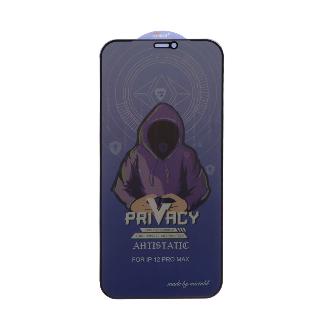 محافظ صفحه نمایش شیشه‌ای Full Cover Mietubl Anti Static Privacy مناسب برای آیفون 12 پرو مکس