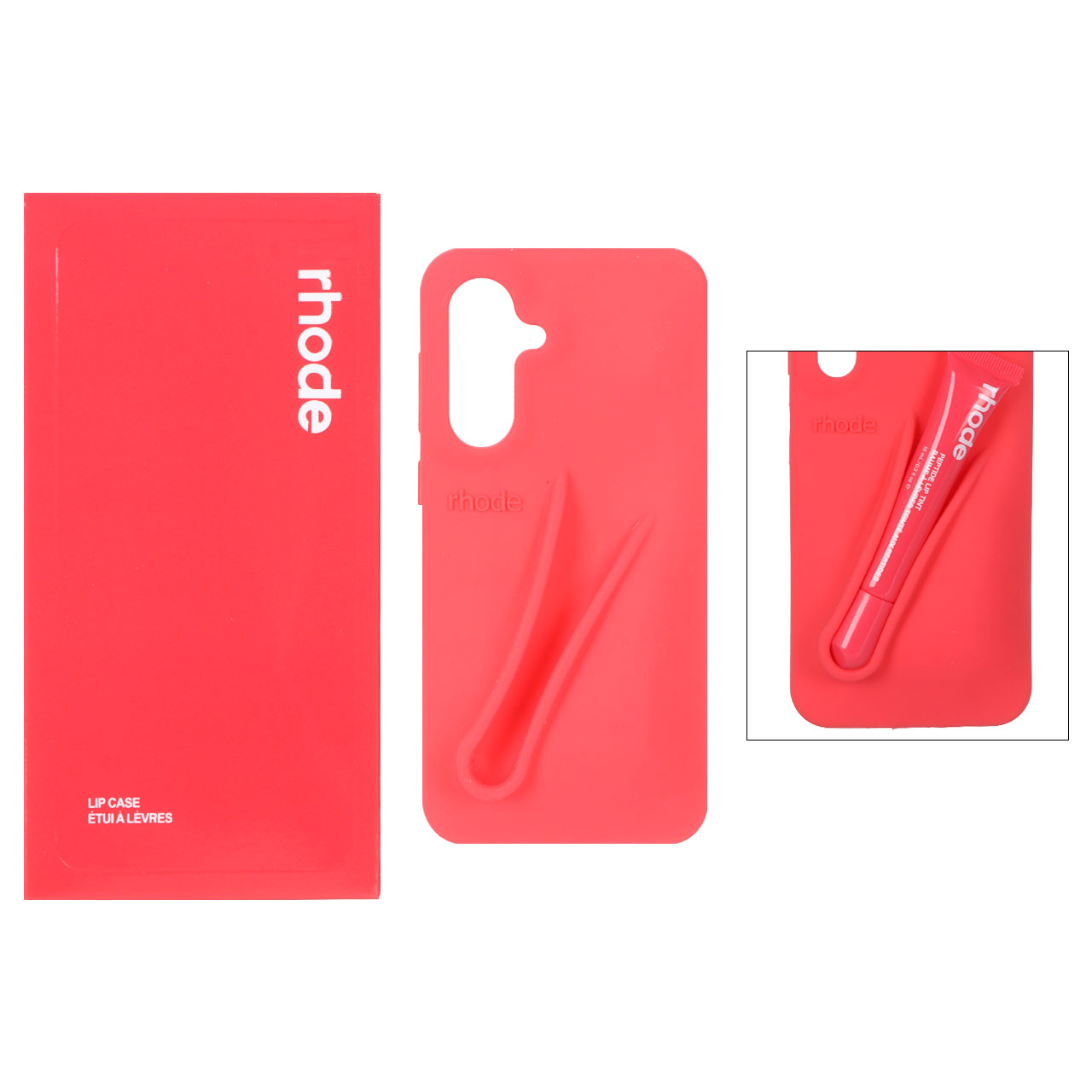 قاب سیلیکونی پاک کنی اورجینال rhode با ست لیپ گلاس Samsung Galaxy A56 / A36 - قرمز