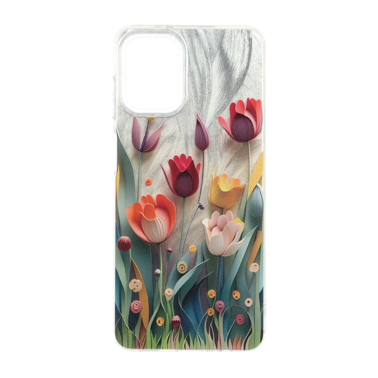 قاب طرح گل‌های اطلسی Flower دور شفاف مناسب برای سامسونگ گلکسی A12 / M12 / F12