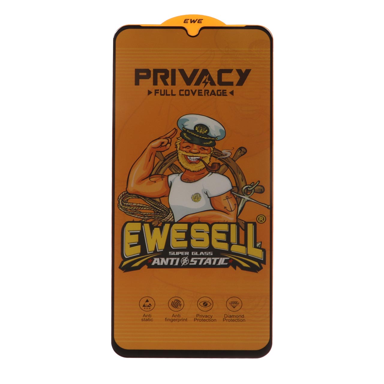 محافظ صفحه نمایش شیشه ای فول کاور Ewesell مدل Anti Static Privacy مناسب برای سامسونگ گلکسی A07 و A06