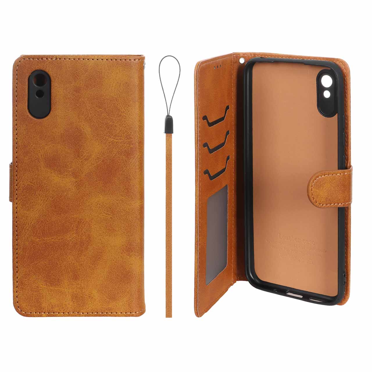 کیف موبایل مگنتی درجه یک داخل خز MNC Plus مدل Xiaomi Redmi 9A / Redmi 9A Sport / Redmi 9AT - عسلی