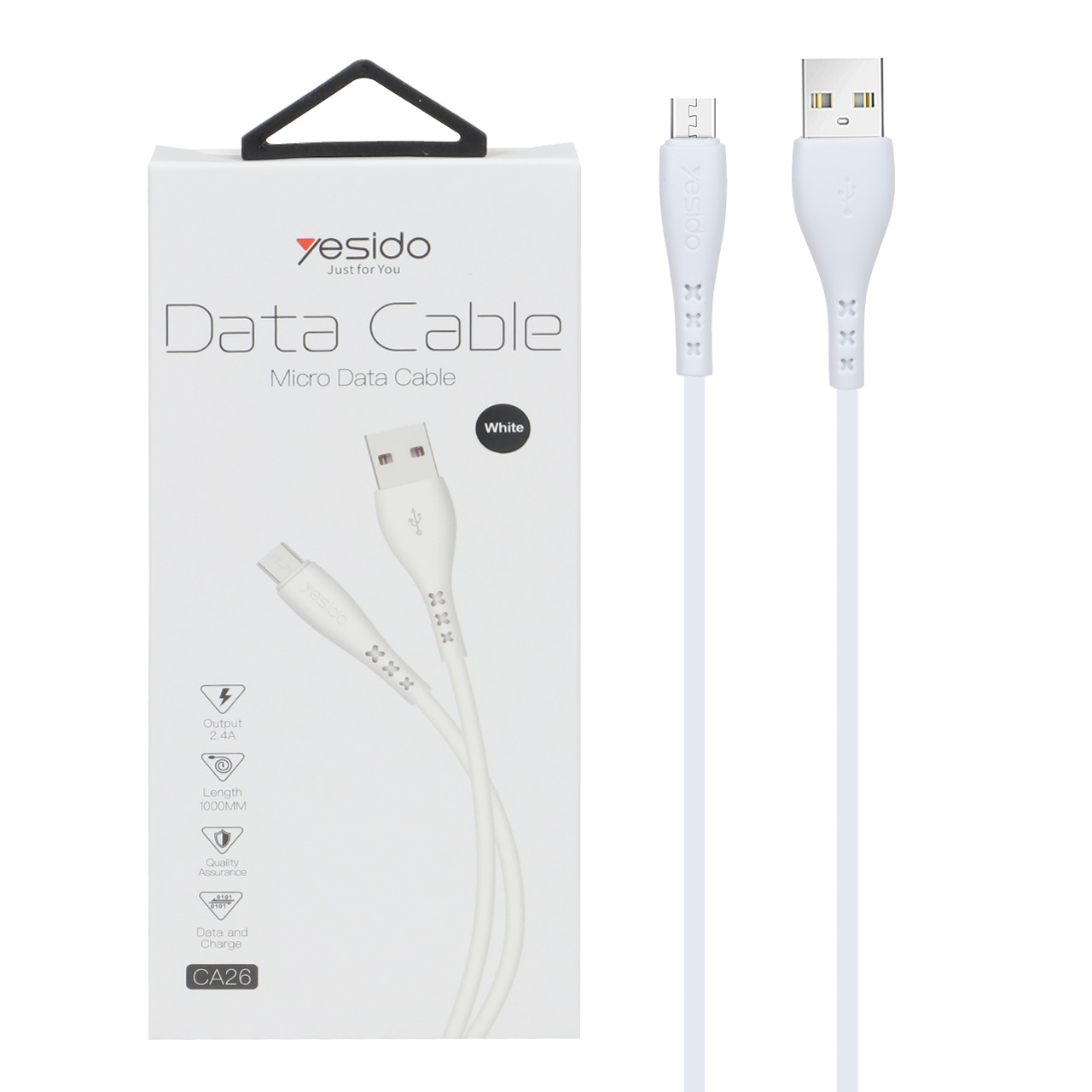 کابل شارژ و دیتا فست Yesido مدل CA26 Micro USB - سفید