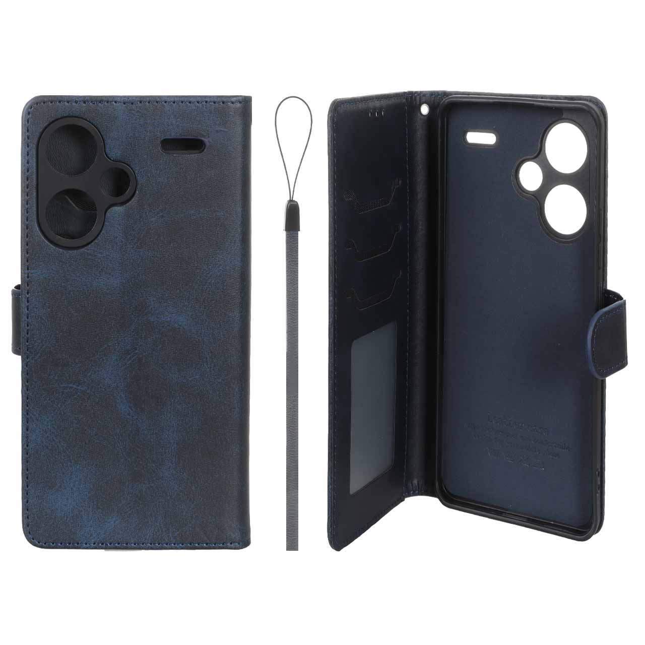 کیف موبایل مگنتی درجه یک داخل خز MNC Plus سرمه ای مناسب برای شیائومی ردمی نوت 13 پرو پلاس 5G