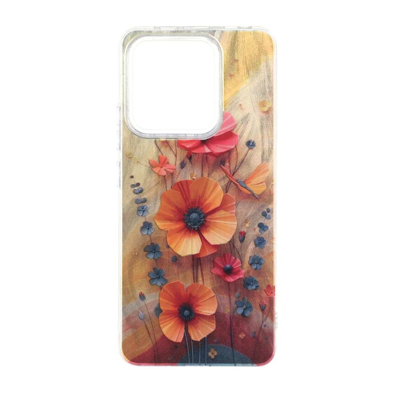 قاب طرح گل اطلسی دور شفاف مناسب برای شیائومی ردمی نوت 13 4G