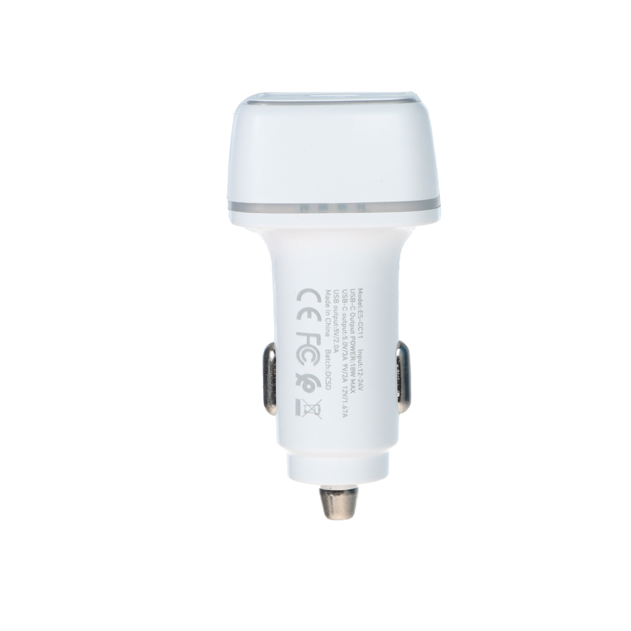 شارژر فندکی فست شارژ PD ارلدام مدل CC11 18 وات به همراه کابل Type-C به لایتنینگ سفید