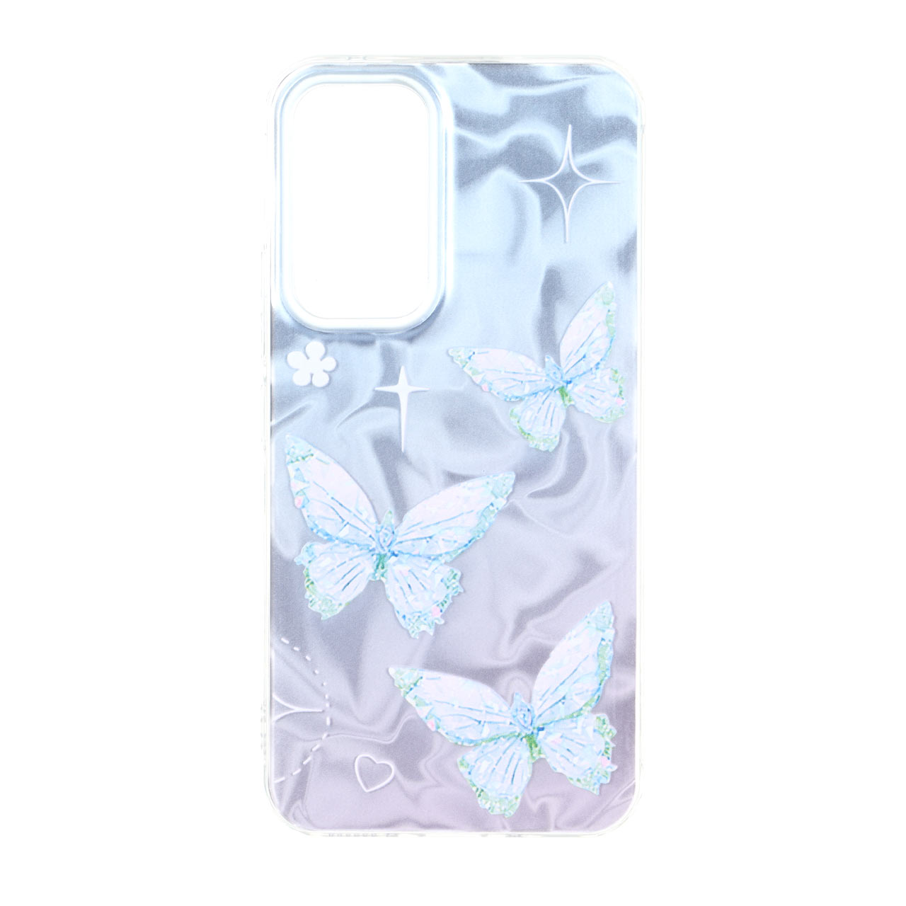 قاب طرح Silver Cloud پروانه ای دور ژله ای مناسب برای سامسونگ گلکسی A54