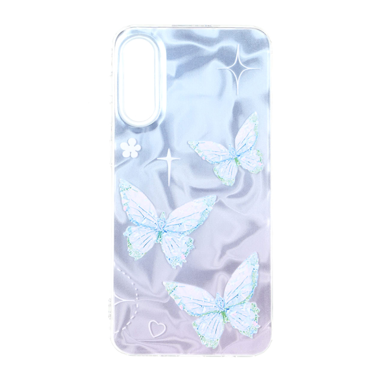 قاب طرح پروانه Silver Cloud دور ژله ای مناسب برای سامسونگ گلکسی A50 / A50s / A30s