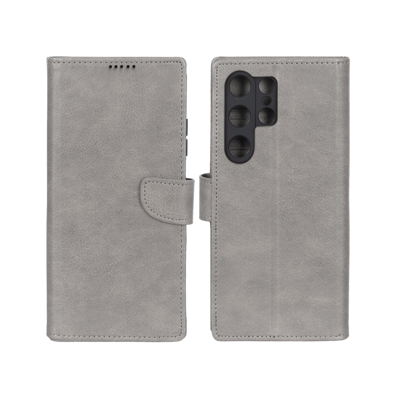 کیف چرمی مگنتی محافظ لنزدار KRF مناسب برای Samsung Galaxy S24 Ultra - طوسی