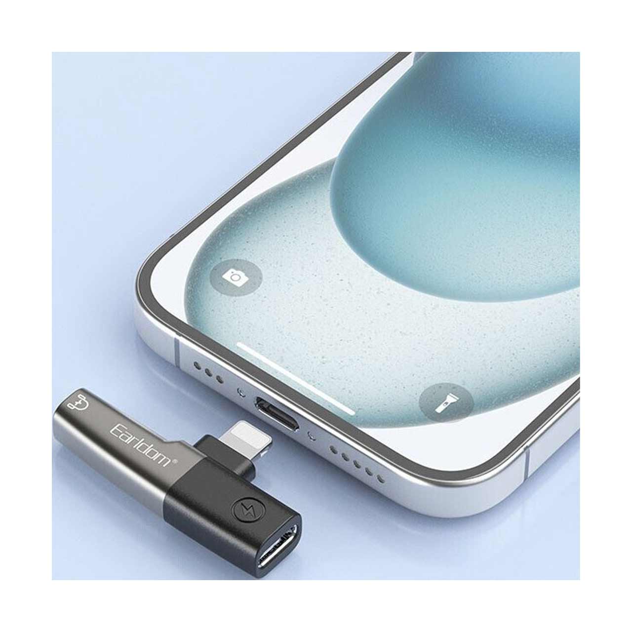 تبدیل 2 به 1 Earldom Type-C و AUX به Lightning مدل OT107L خاکستری