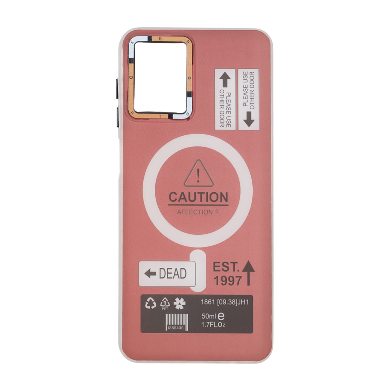 قاب طرح Caution دور مات مگ‌سیف زرشکی مناسب برای سامسونگ گلکسی A12، M12 و F12