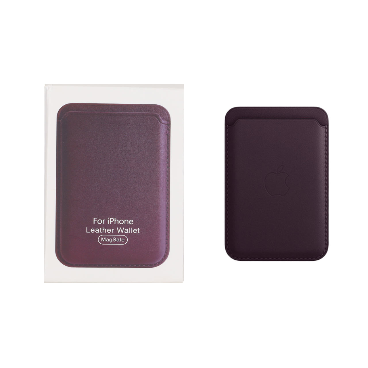 جاکارتی چرمی Magsafe اپل Leather Wallet - بادمجانی (پک دار)