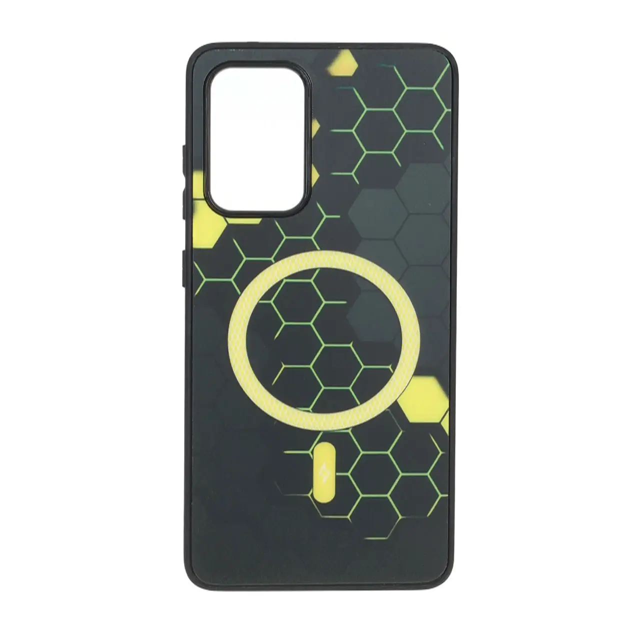 قاب طرح Hexagon مگ سیف هاشور دار زرد مناسب برای سامسونگ گلکسی A52 و A52s