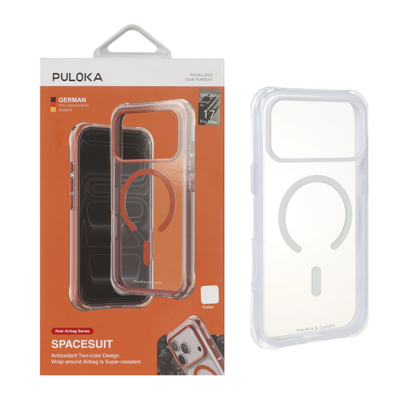 قاب محافظ Puloka Spacesuit شفاف MagSafe برای iPhone 17 Pro Max - سفید