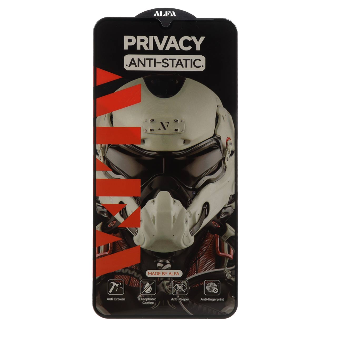 محافظ صفحه نمایش شیشه ای فول کاور آلفا مدل Privacy Anti Static مناسب برای سامسونگ گلکسی A31 / A32 4G / A33 5G / A22 4G / F22 4G / M22 / M32 4G