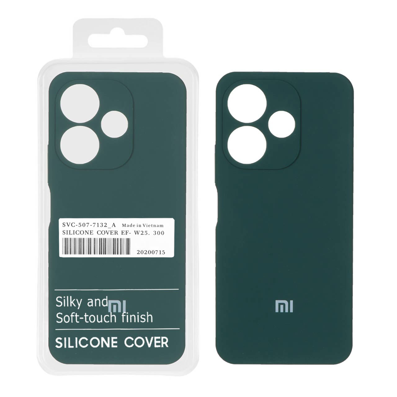 قاب سیلیکونی پاک کنی اورجینال درجه یک Xiaomi Redmi 13X / Redmi 13 4G / Poco M6 4G - سبز (پک دار)