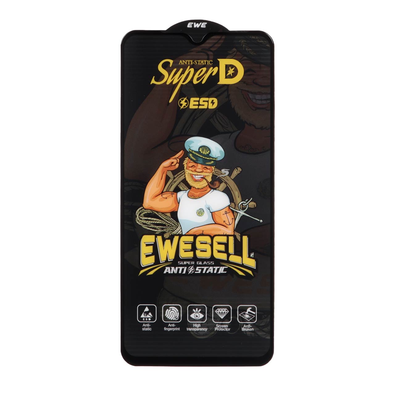 محافظ صفحه نمایش شیشه ای فول کاور Super D ESD Ewesell مناسب برای شیائومی ردمی 9 / 9A / 9C / 9 Prime / 10A / پوکو C3 / C31