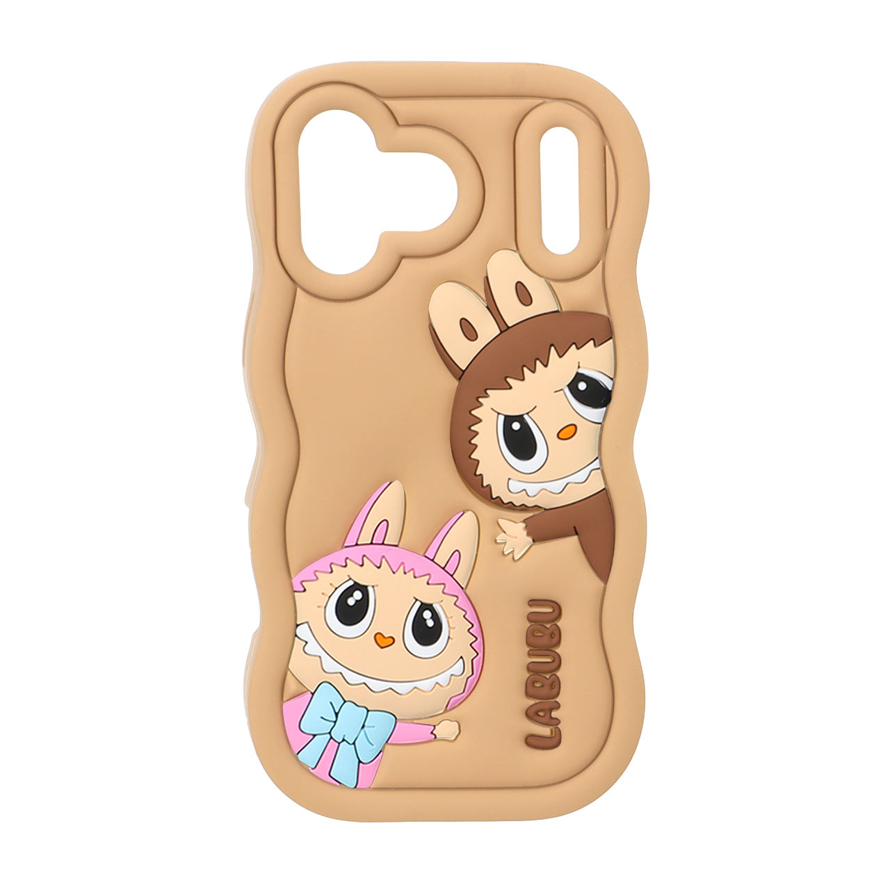 قاب سیلیکونی کنگره ای Labubu برجسته فانتزی Apple iPhone 17 Pro Max - عسلی