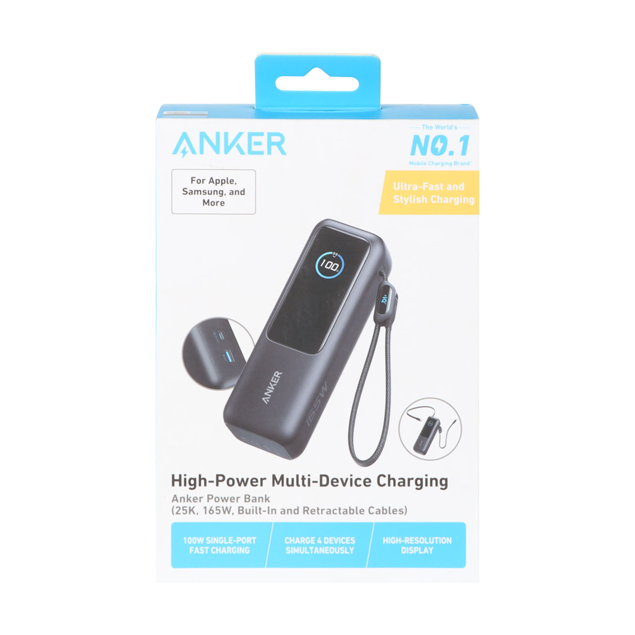 پاوربانک 165 وات 25000 میلی آمپر (PD و فست شارژ) Anker مدل A1695H11 - مشکی