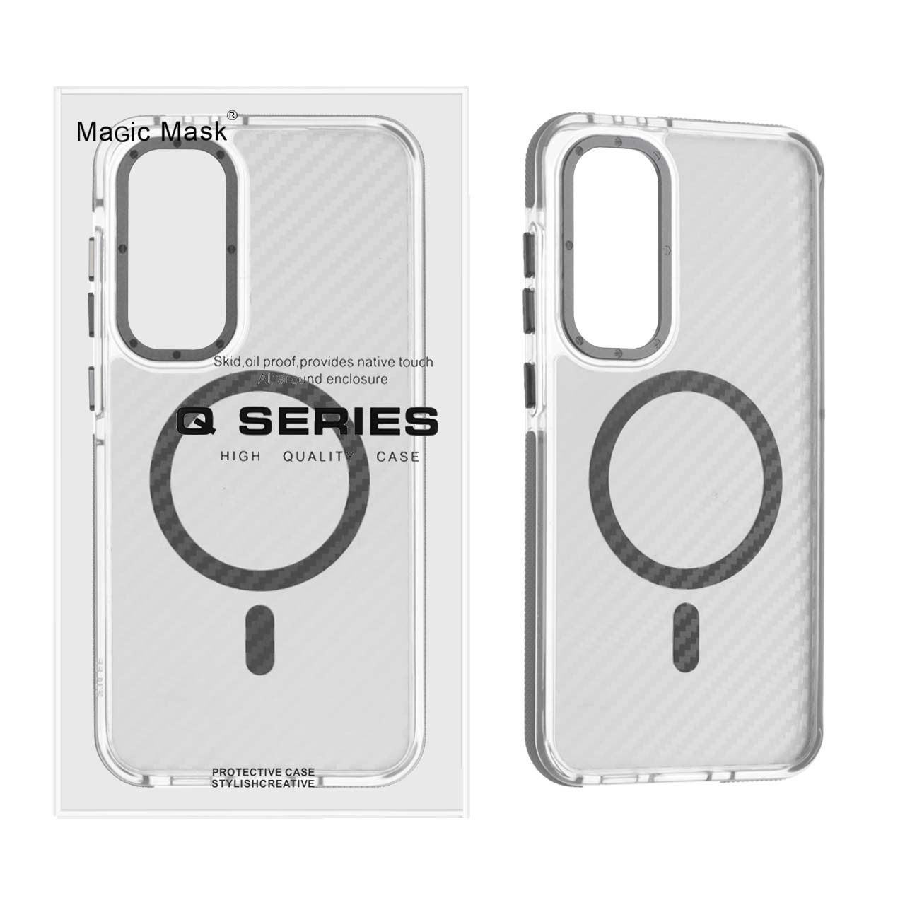 قاب اورجینال Q Series پشت کربن MagSafe مناسب برای سامسونگ گلکسی S24 FE
