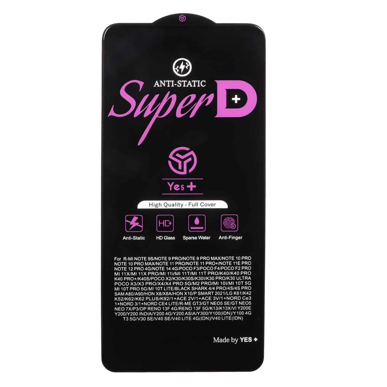 محافظ صفحه نمایش شیشه ای Super D Anti Static Yes Plus مناسب برای شیائومی ردمی نوت 14 4G و دیگر مدل‌های ذکر شده