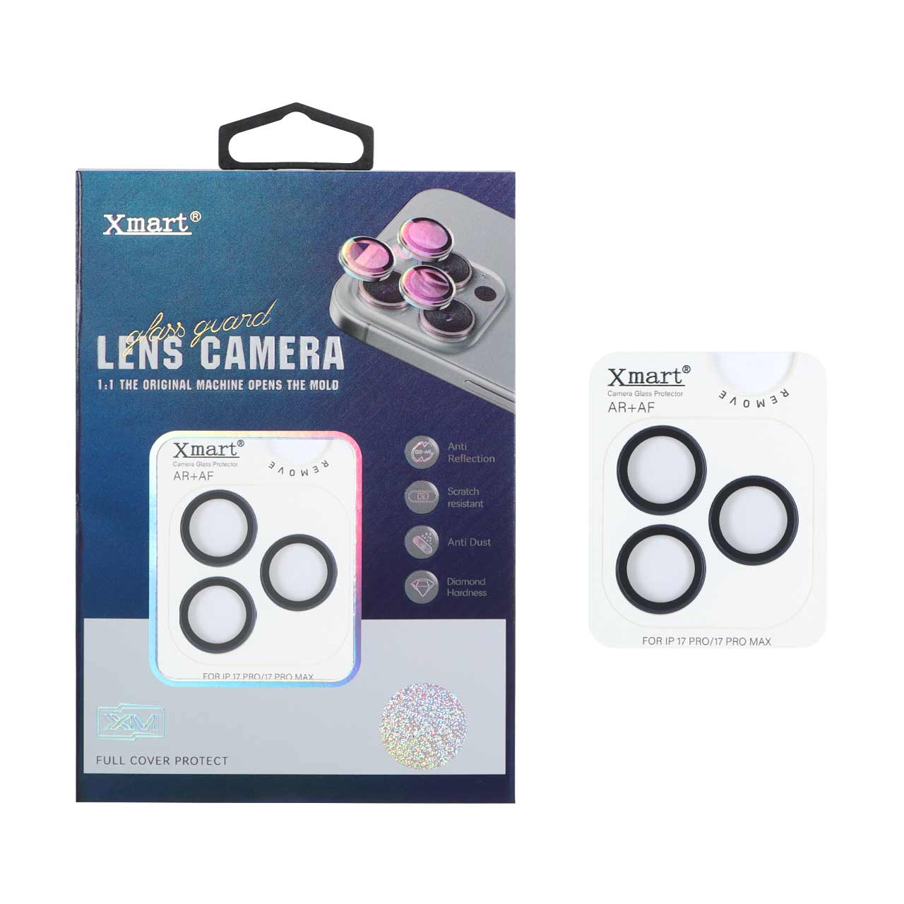 محافظ لنز رینگی اورجینال XMART شابلون دار مناسب برای آیفون 17 پرو مکس و آیفون 17 پرو - سرمه ای