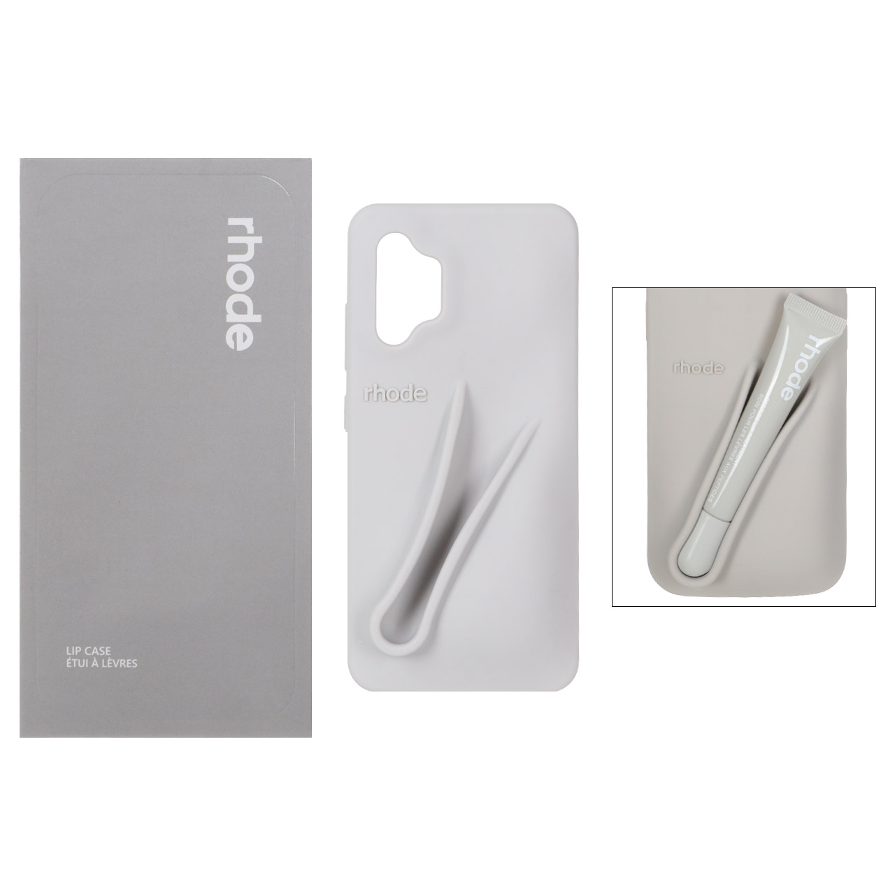 قاب سیلیکونی پاک کنی اورجینال rhode با ست لیپ گلاس Samsung Galaxy A32 4G - طوسی