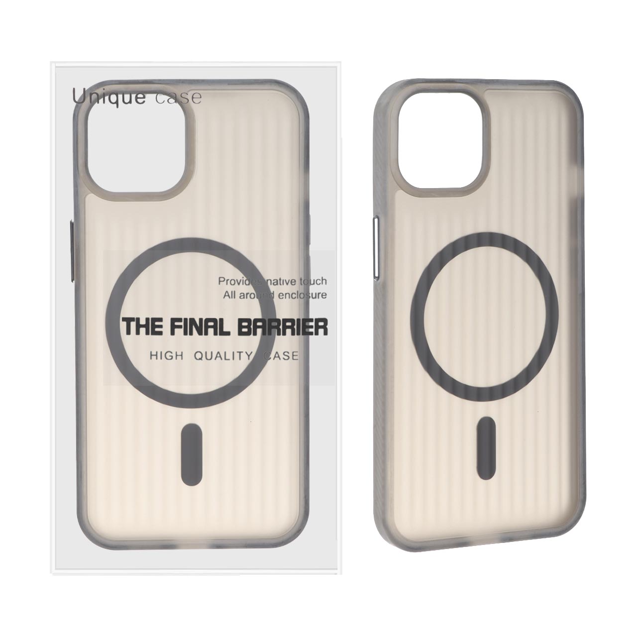 قاب اورجینال Unique Case کرکره ای مات MagSafe مدل Apple iPhone 13 / iPhone 14 - دودی (پک دار)