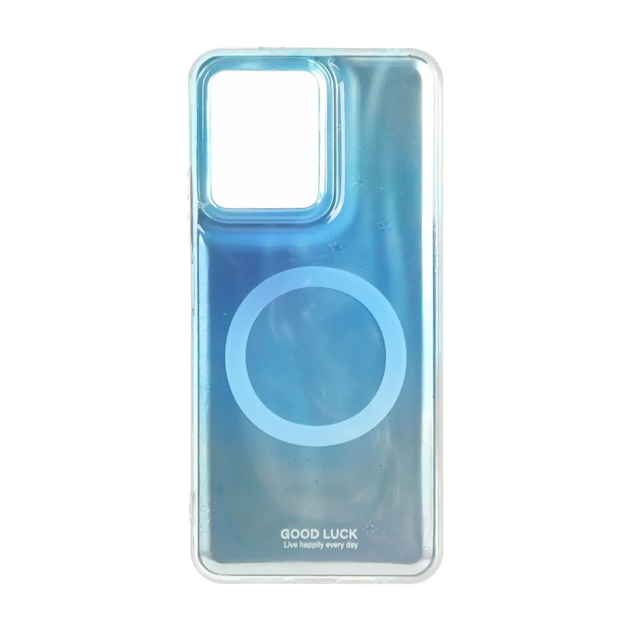 قاب Good Luck ستاره ای دور ژله ای طرح مگ سیف Xiaomi Redmi Note 12 4G - سبزآبی