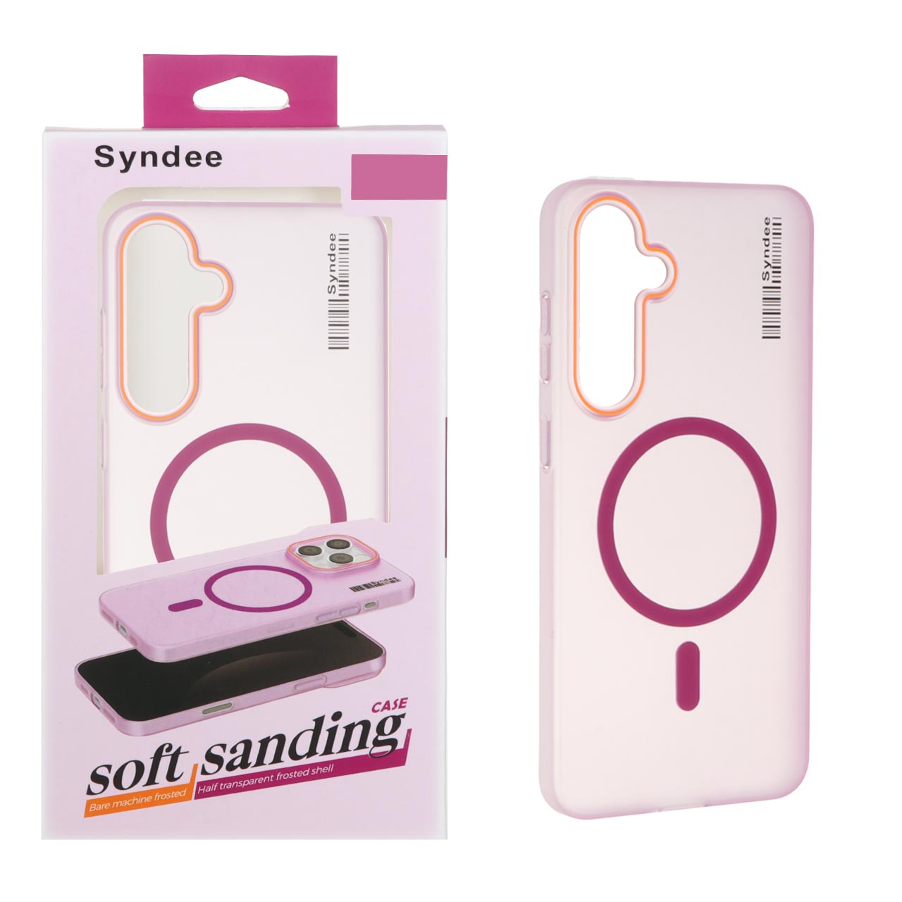 قاب اورجینال Syndee پشت مات MagSafe مدل Samsung Galaxy S24 FE - سرخابی (پک دار)