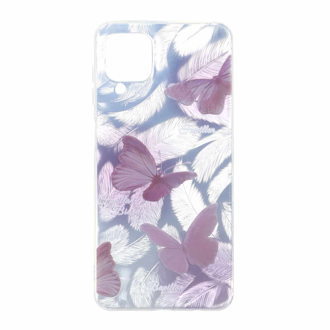 قاب طرح پر و پروانه اطلسی دور ژله ای مناسب برای سامسونگ گلکسی A12 و M12 و F12