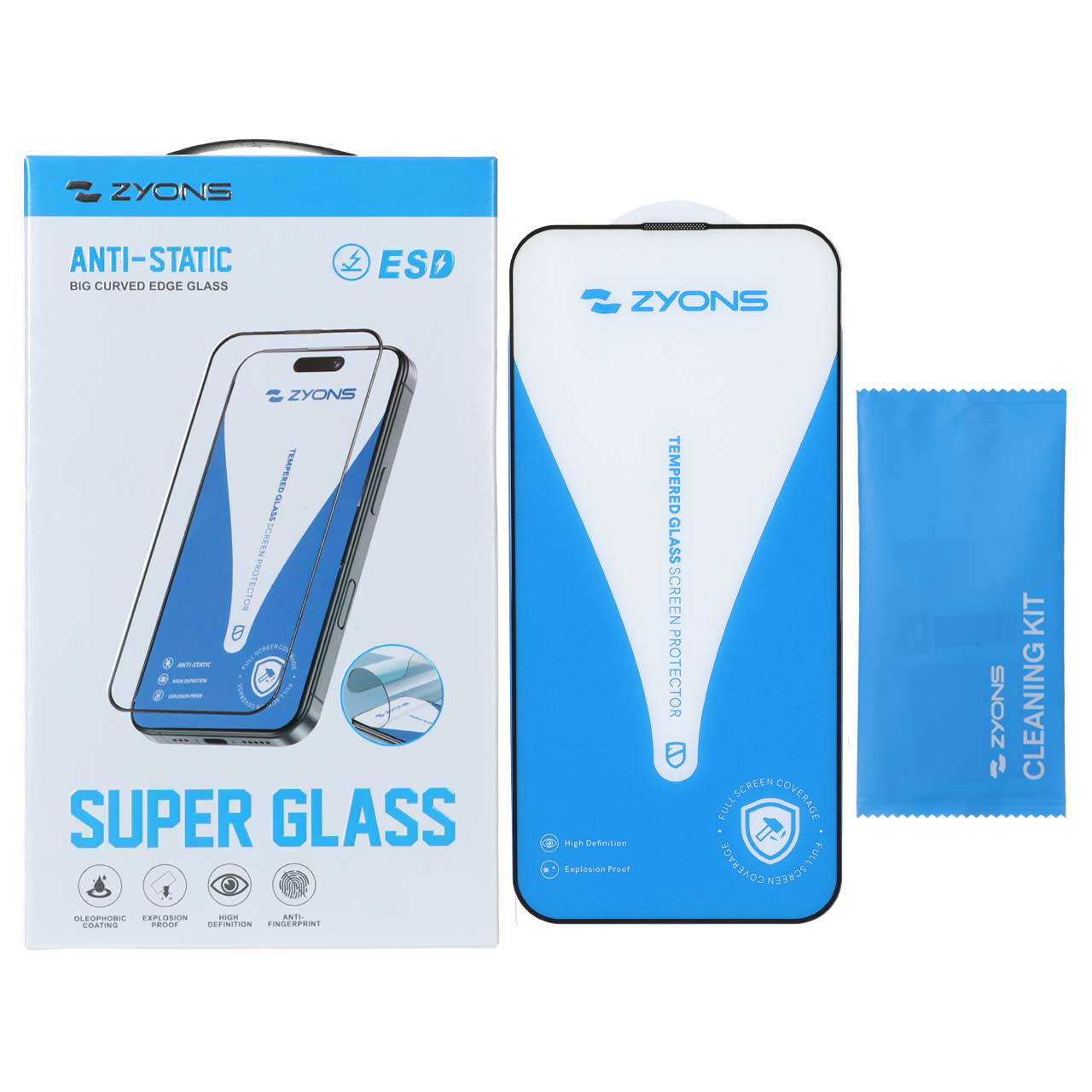 محافظ صفحه نمایش شیشه ای Full Cover ESD Anti Static زایونس مناسب برای آیفون 14 پرو مکس