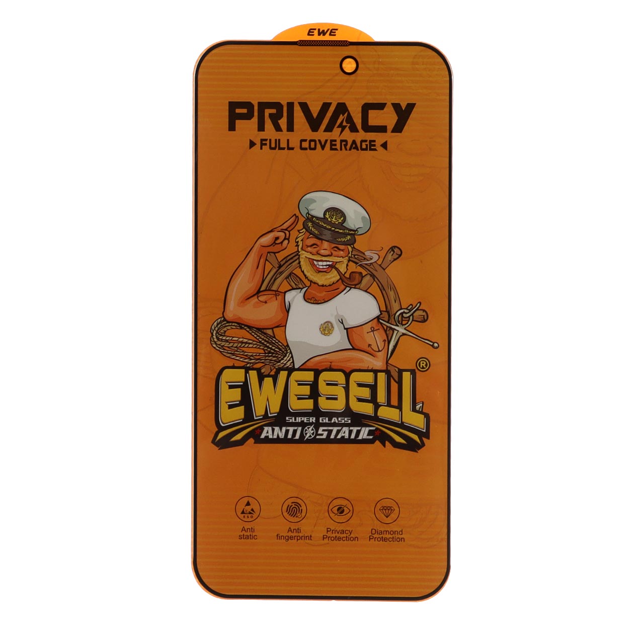 محافظ صفحه نمایش شیشه‌ای فول کاور Ewesell مدل Anti Static Privacy مناسب برای گوشی اپل آیفون 14 پرو مکس