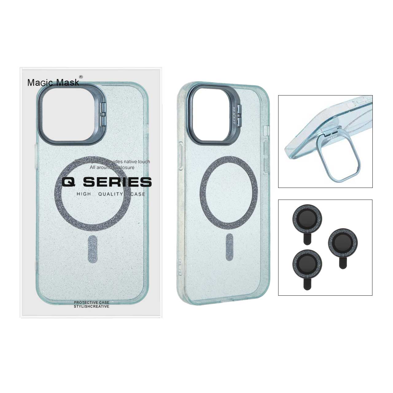 قاب BRACKET اکلیلی مگ‌سیف (Magsafe) با محافظ لنز رینگی مناسب برای آیفون 12 پرو مکس