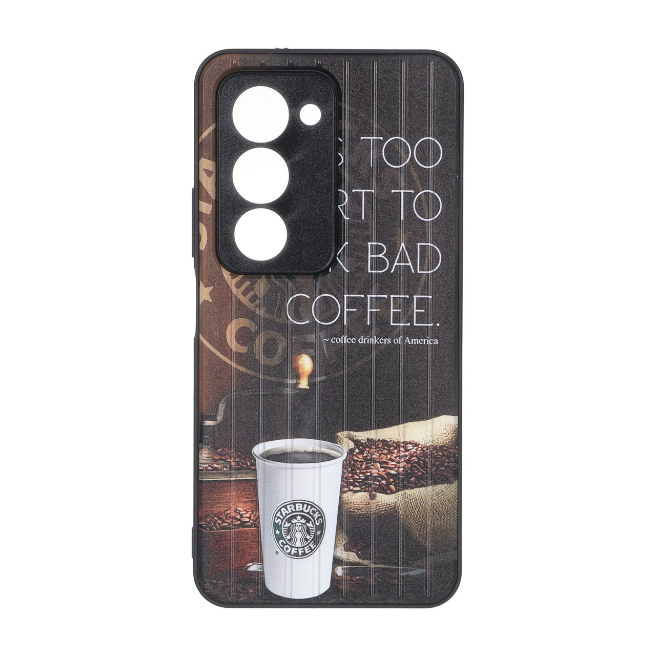 قاب طرح قهوه و استارباکس Line Case محافظ لنز برجسته مناسب برای شیائومی ردمی ۱۵ 4G