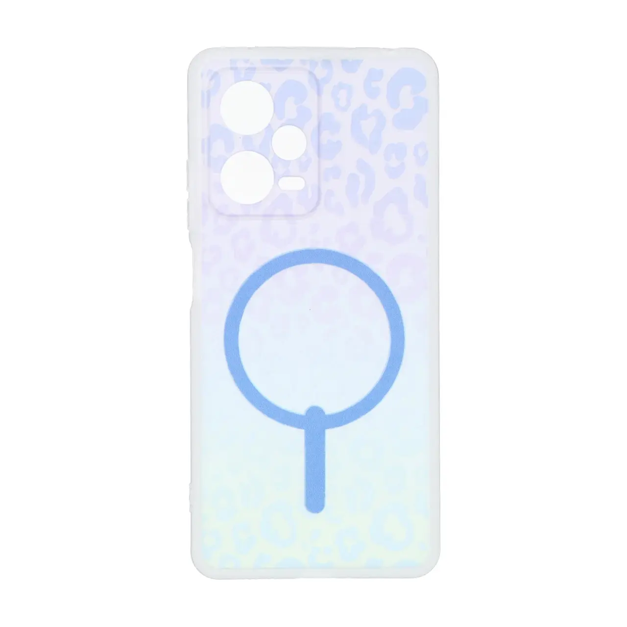 قاب ژله ای پلنگی طرح مگ سیف دور مات محافظ لنزدار Xiaomi Redmi Note 12 Pro 5G - یاسی آبی