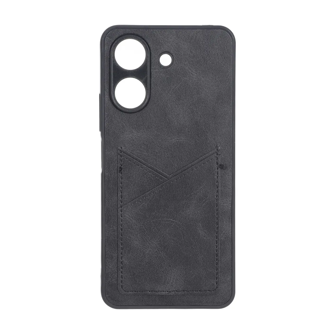 قاب طرح چرم جاکارتی محافظ لنزدار Xiaomi Redmi 13C / Poco C65 - مشکی