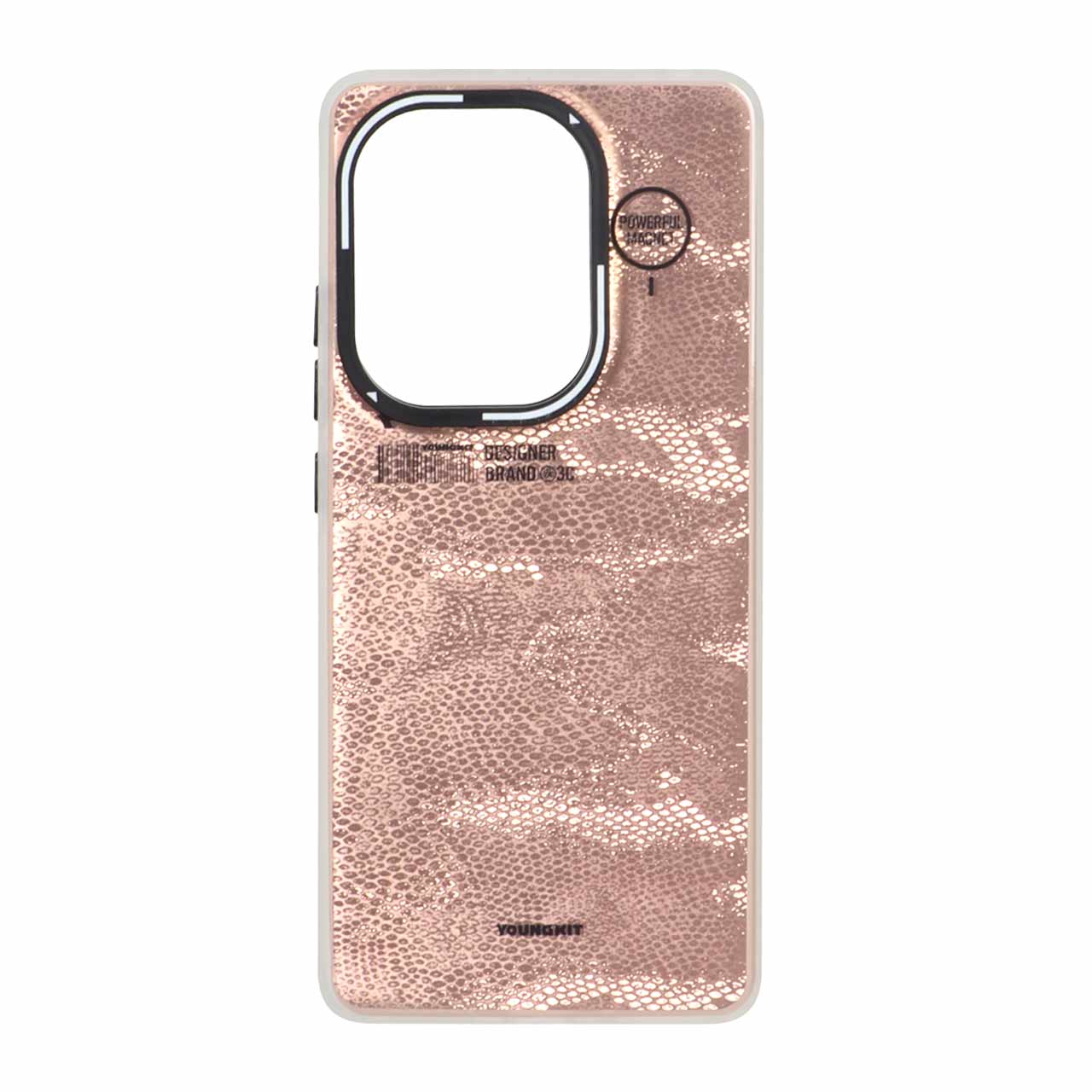 قاب Youngkit طرح بارکد پوست ماری دور مات رزگلد مناسب برای شیائومی ردمی نوت 14S / نوت 13 پرو 4G / پوکو M6 پرو 4G