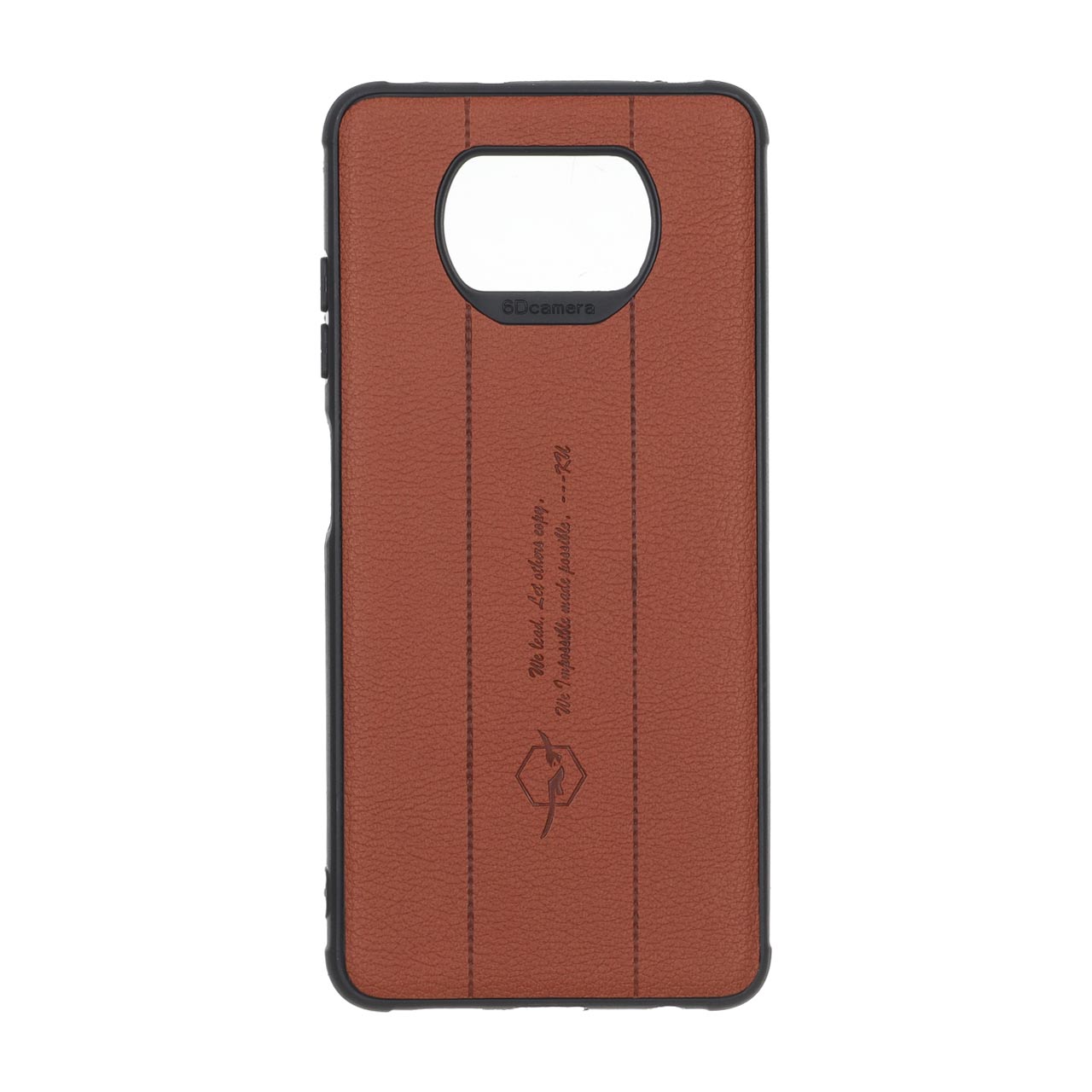 قاب چرمی طرح دوخت Text قهوه ای مناسب برای شیائومی پوکو X3 / پوکو X3 پرو / پوکو X3 NFC