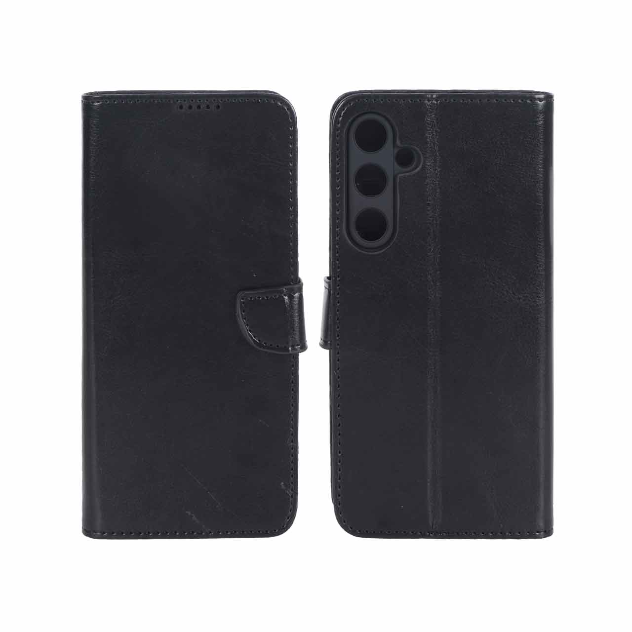 کیف چرمی موبایل مگنتی محافظ لنزدار KRF مدل Samsung Galaxy A55 - مشکی