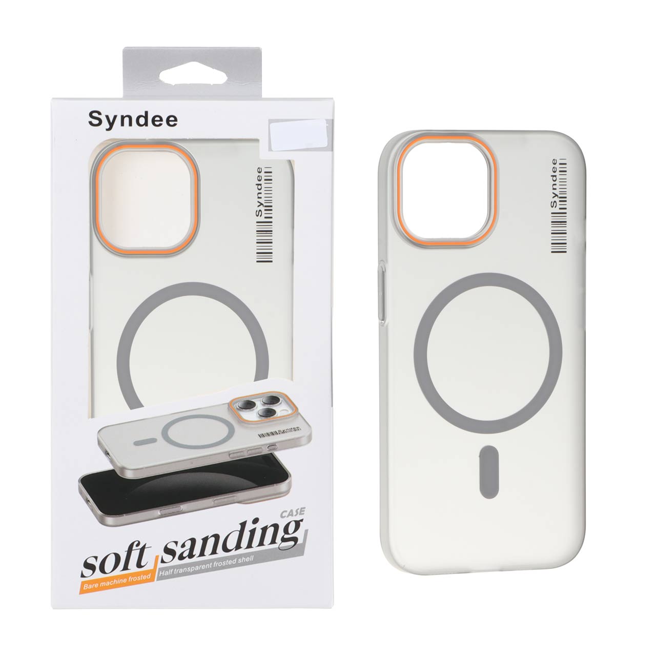 قاب اورجینال Syndee پشت مات MagSafe مدل Apple iPhone 15 / iPhone 14 / iPhone 13 - خاکستری (پک دار)