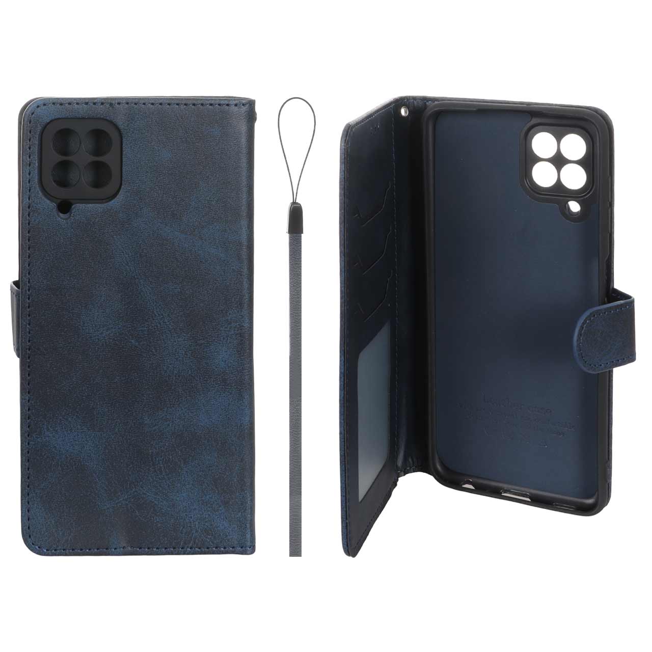 کیف موبایل مگنتی داخل خز مدل MNC Plus مناسب برای سامسونگ گلکسی A22 4G / M22 / M32 4G / F22 - سرمه ای