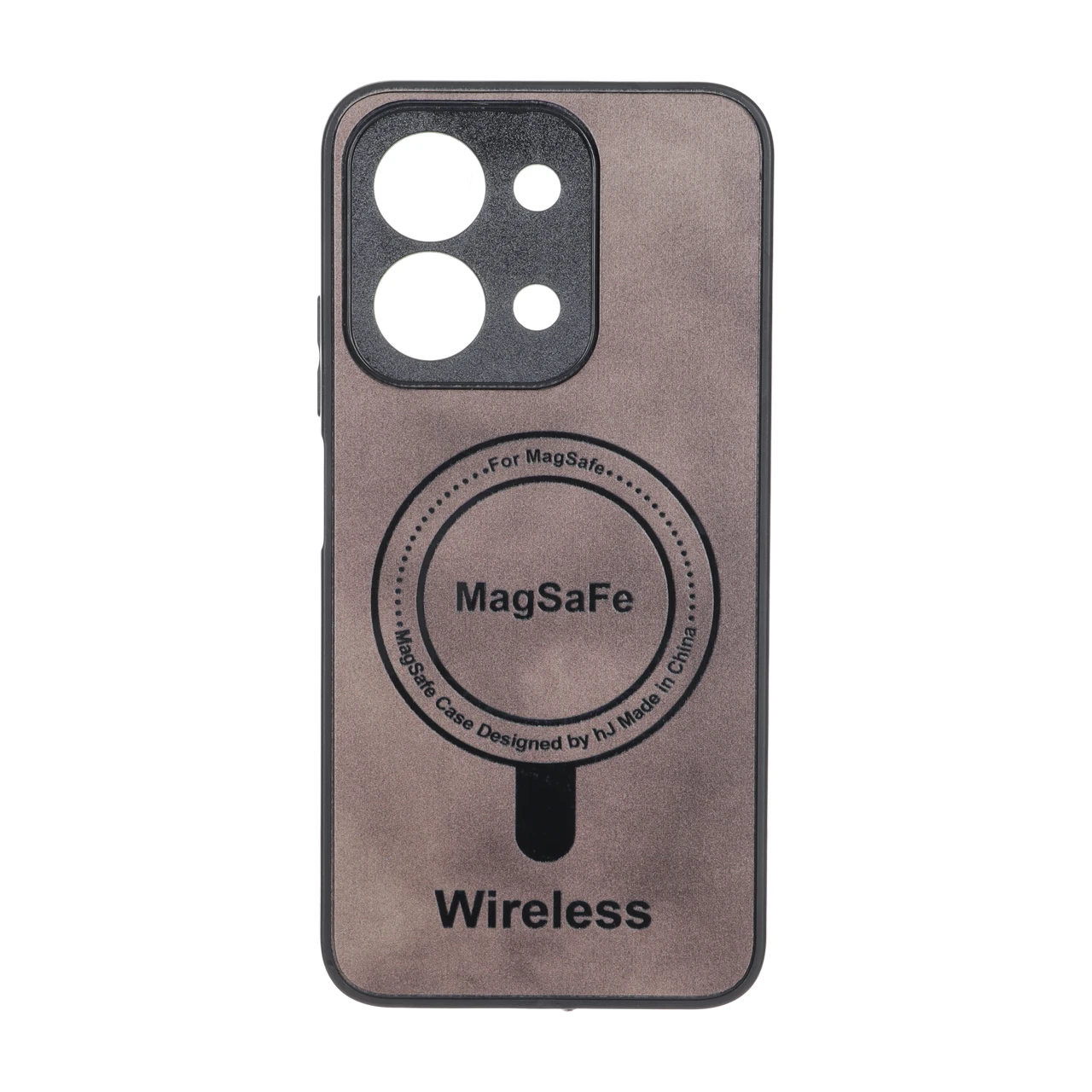 قاب Wireless طرح مگ سیف محافظ لنز برجسته قهوه‌ای مناسب برای شیائومی ردمی 15C و پوکو C85